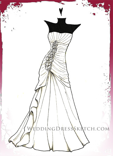 beautfil custom wedding gown illustration and fashion drawing