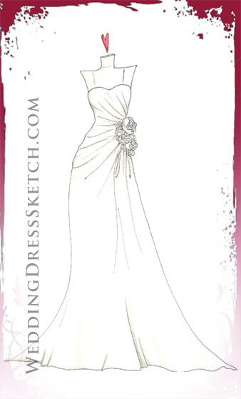 beautiful custom wedding gown illustration and fashion drawing sketch