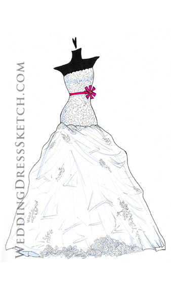 Drawing of Wedding Gown